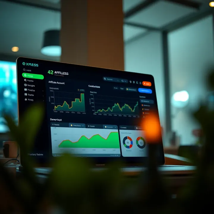 Secure dashboard displaying affiliate account overview and analytics for Exness partners