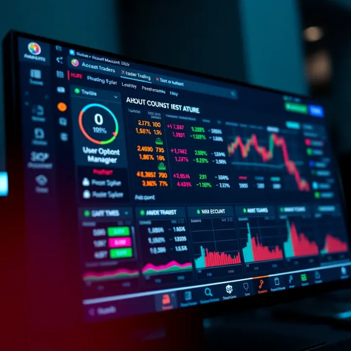 Dashboard view of a user account on an online trading platform showing various account management options