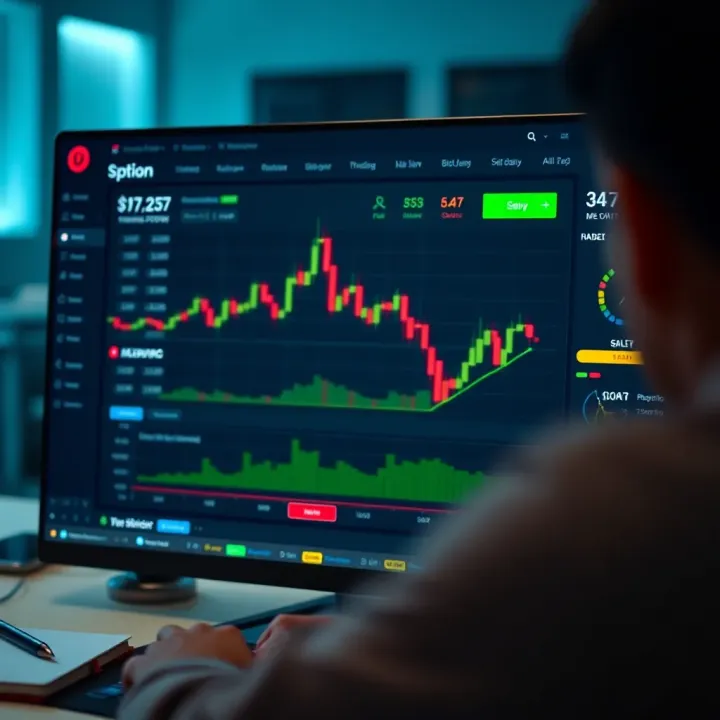 Screenshot of Expert Option demo account dashboard showing various trading instruments and balance