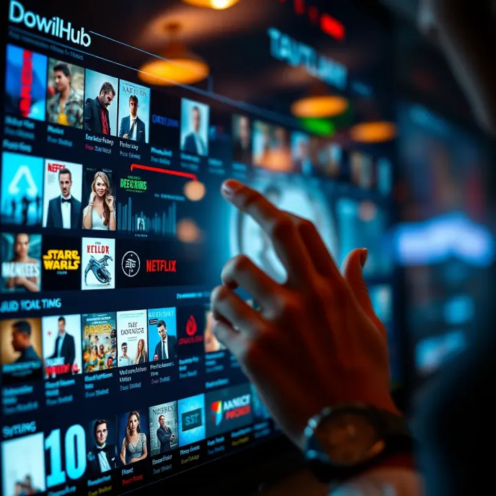 User browsing a digital platform displaying an extensive library of movies, TV shows, and software