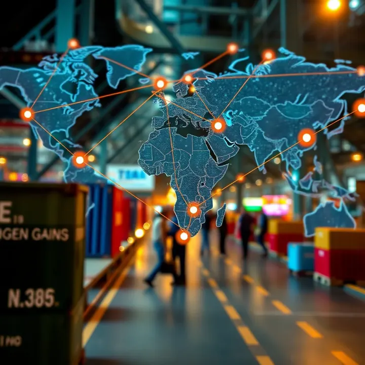 Global trade routes connecting different countries without direct capital investment