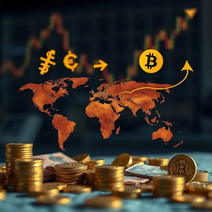 Key Local and Global Factors Impacting Gold Prices in Pakistan Illustration of factors affecting gold market including local currency and global economic symbols