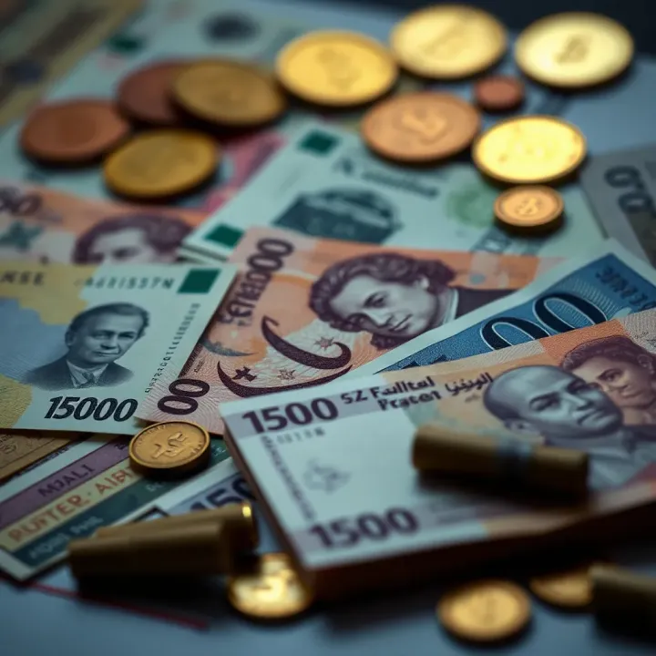 Illustration of diverse foreign currencies with symbols and notes highlighting investment options