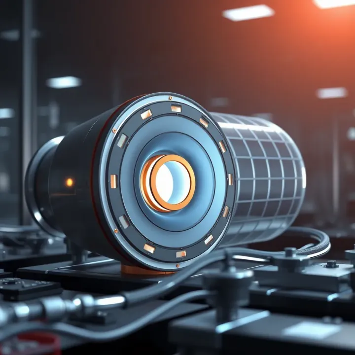 Detailed schematic of fusion reactor illustrating magnetic confinement and plasma containment