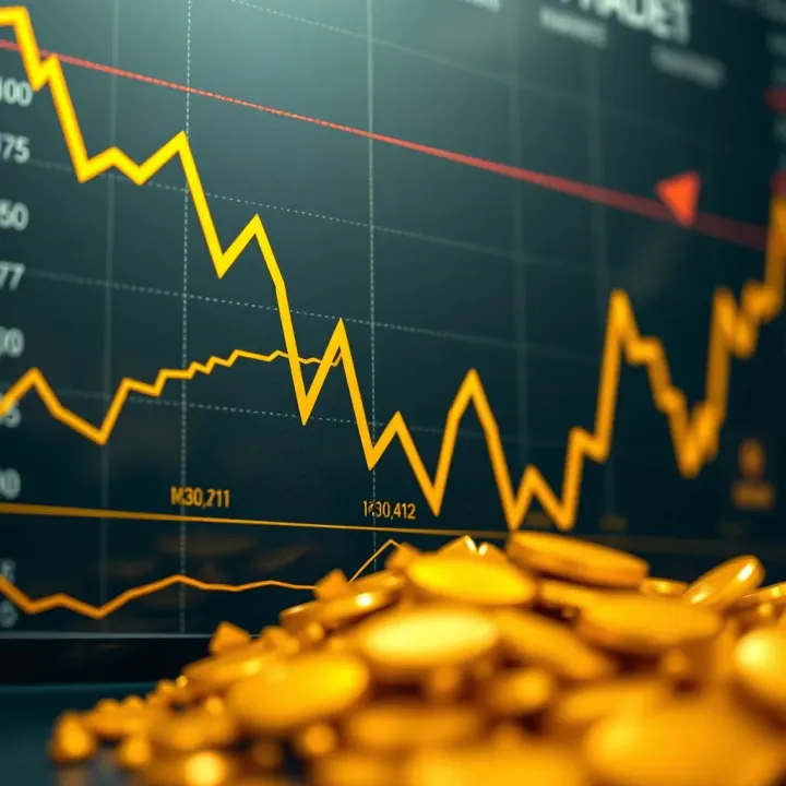 Graph showing upward and downward trends in gold prices reflecting market fluctuations