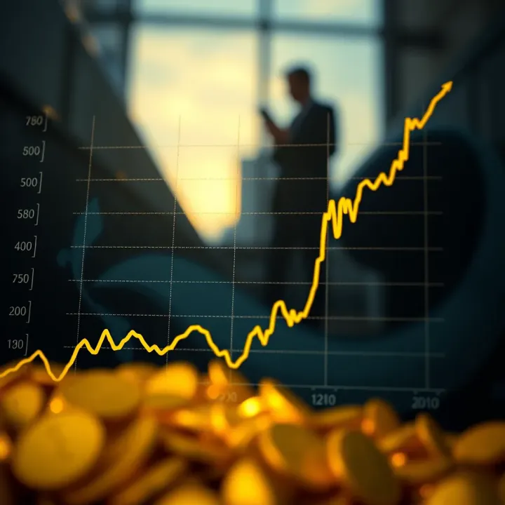 Graph showing upward and downward trends in gold prices influenced by economic and geopolitical factors
