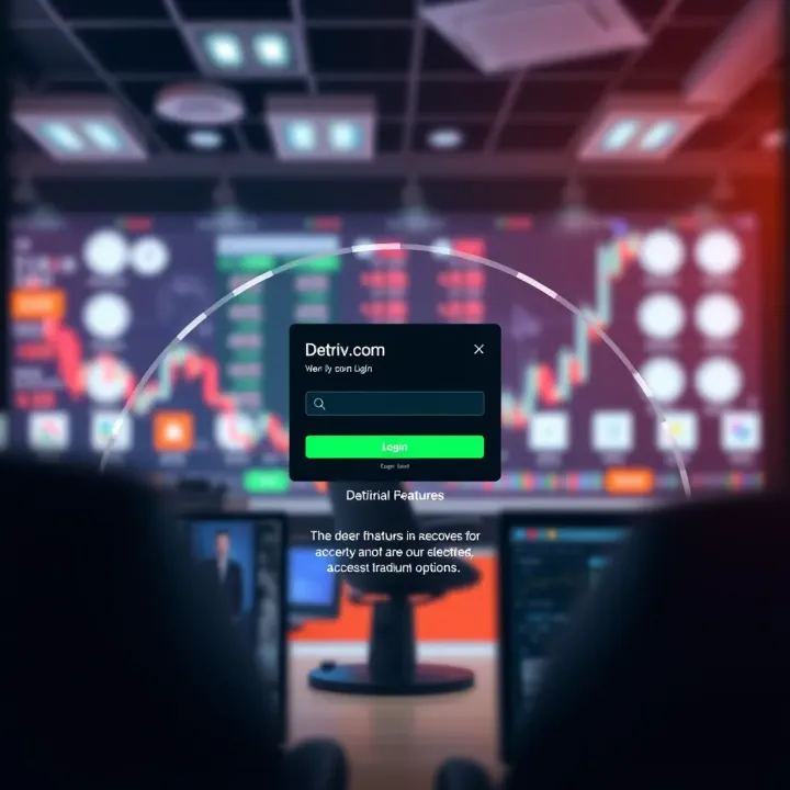 Visual guide showcasing features of the Deriv.com login page including account recovery and security options