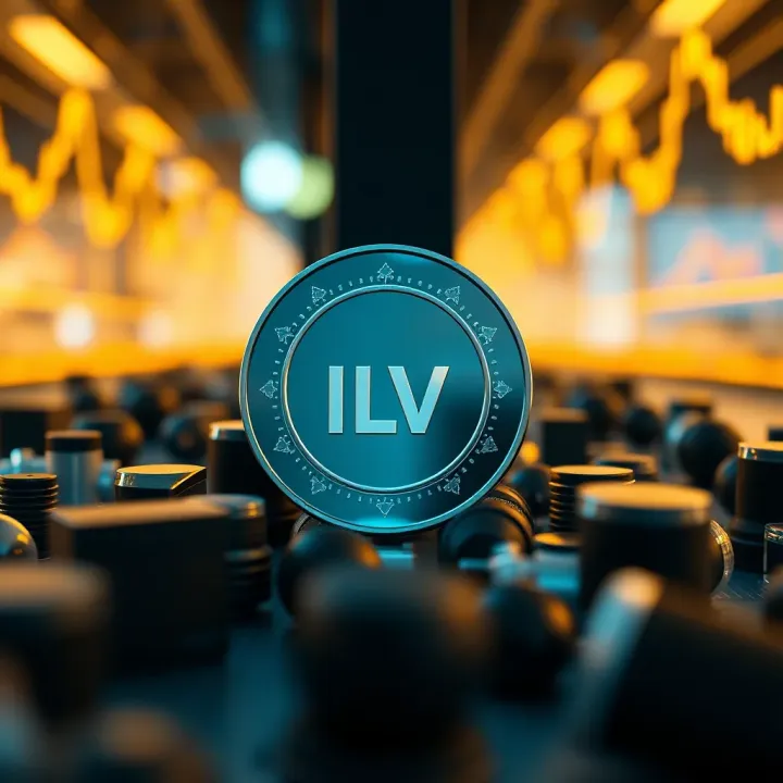 Visual representation of blockchain technology and digital assets related to ILV Coin