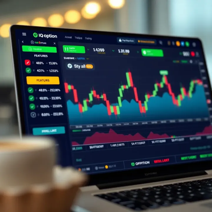 Screenshot of IQ Option trading platform highlighting key features and interface elements