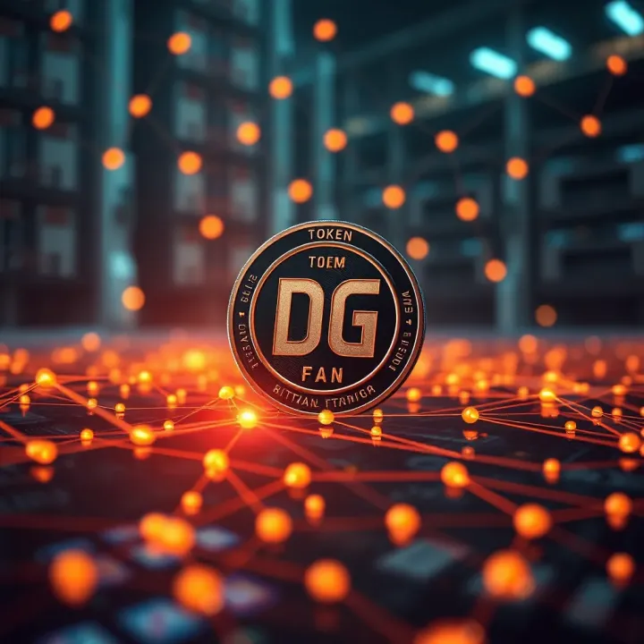 Digital illustration of blockchain network and technology connections behind OG Fan Token