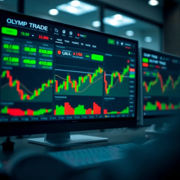 User interface of Olymp Trade platform showing various trading instruments and charts