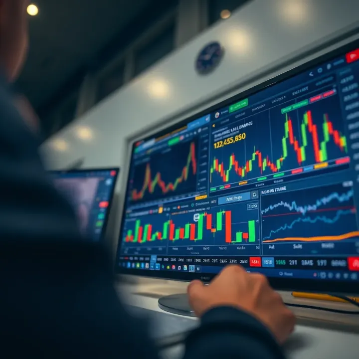 Dashboard of a popular online trading platform showing market charts and trading options