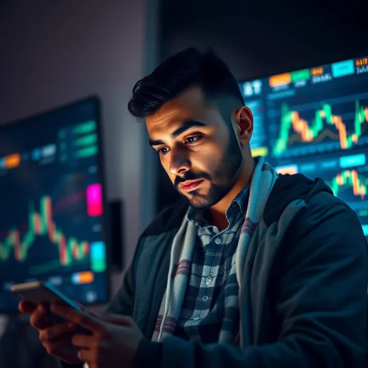 Cryptocurrency Trading Insights for Pakistani Investors Pakistani investor analyzing cryptocurrency charts on a digital device