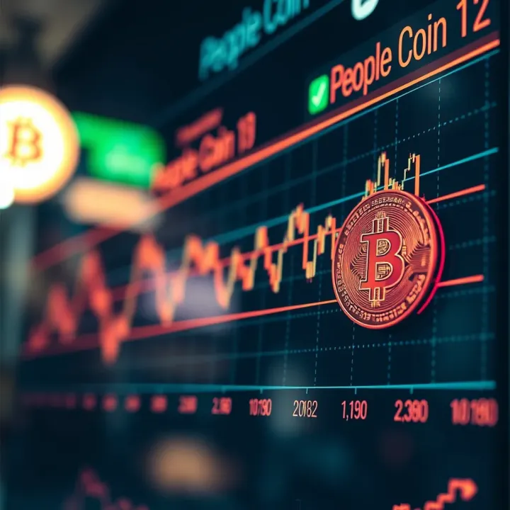 Graph showing cryptocurrency price trends over time with highlighted People Coin data
