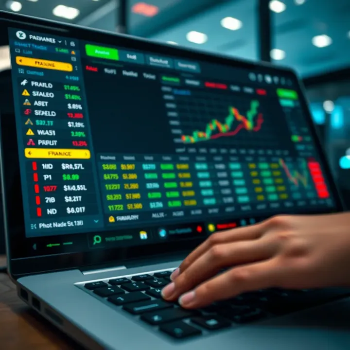 Interface of a popular Pakistani online trading platform showcasing asset options and trading tools