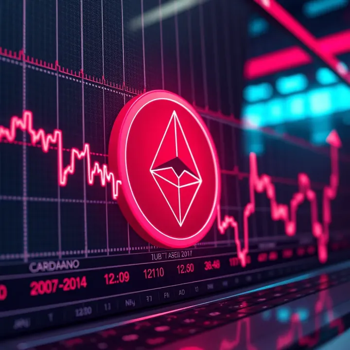 Graph depicting Cardano cryptocurrency's price fluctuations over time with upward and downward trends