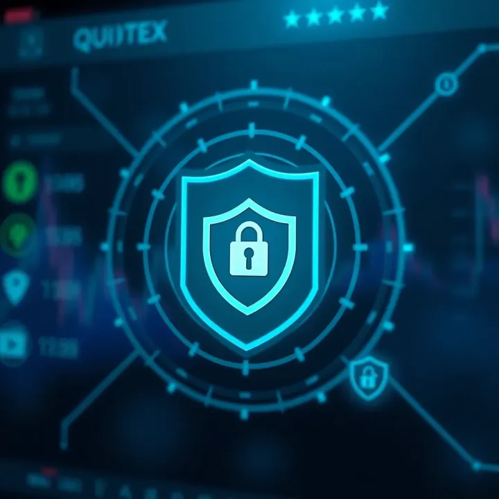 Secure digital shield symbol representing account safety on Quotex platform