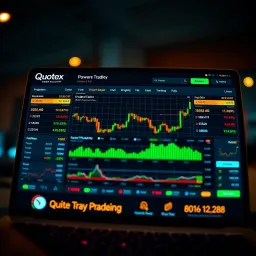 Graphical interface showcasing Quotex trading platform with various trading tools and options