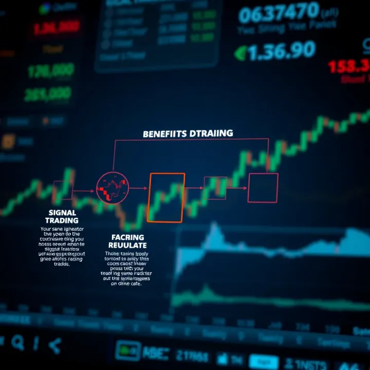 Diagram illustrating the benefits and considerations of using Quotex signal generator in online trading