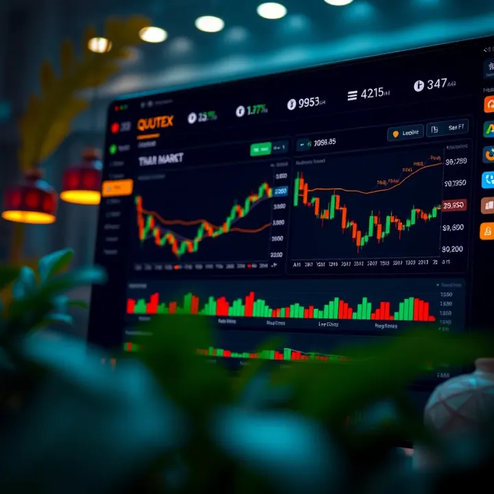 Dashboard showing trading charts and account features after successful login on Quotex platform