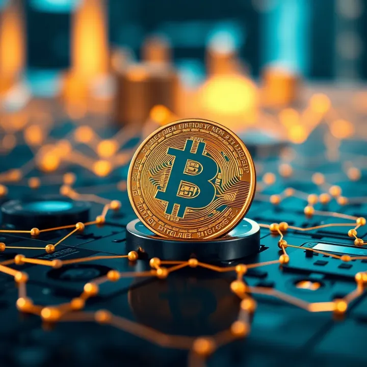 Conceptual digital representation of blockchain technology supporting SSV coin network