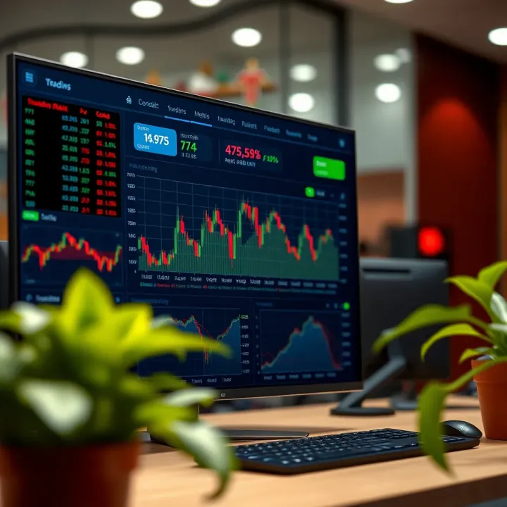 Dashboard of a trading platform showing market charts and investor portfolio overview