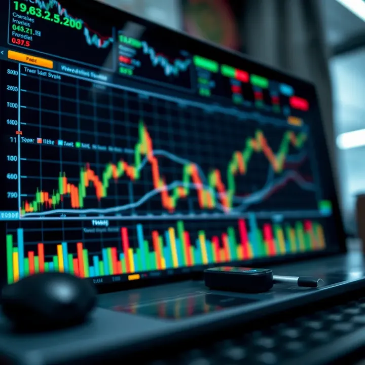 Effective Trading and Risk Management Approaches Illustration of trading strategies including charts, risk management tools, and market analysis for financial indices