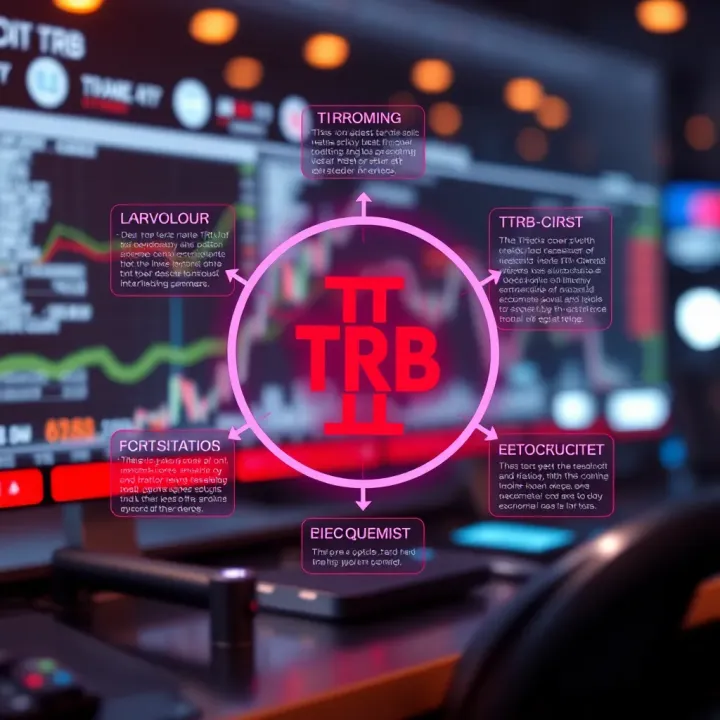 Diagram illustrating factors influencing TRB coin valuation including technology updates and economic conditions