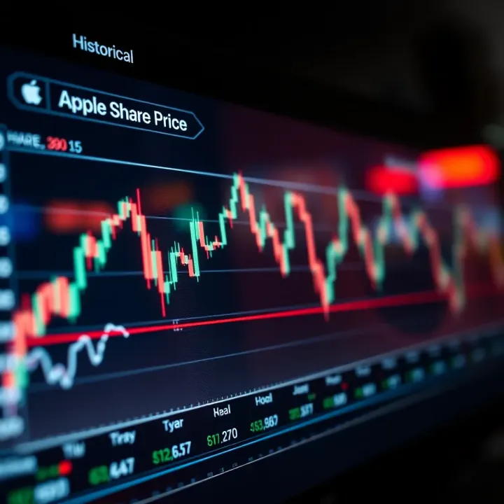 Graph showing the historical trend of Apple Inc. share price fluctuations over time
