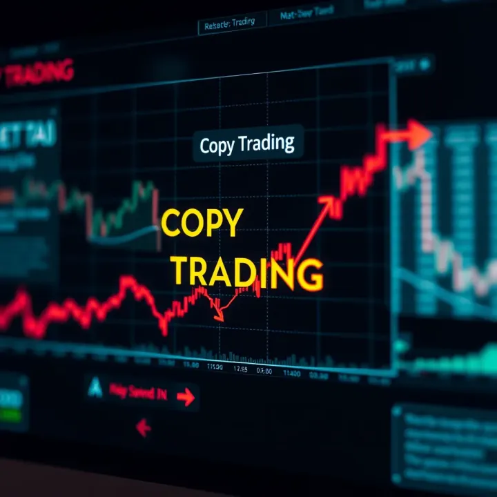Graph illustrating the concept of copy trading with arrows showing the flow of trades from expert to investor