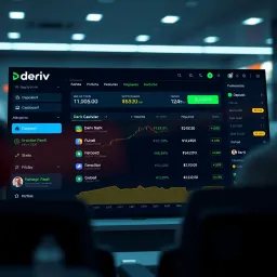 User interface of Deriv Cashier showing deposit and withdrawal options