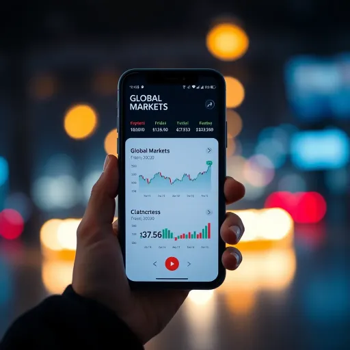 Mobile smartphone displaying Exness Go app interface with global financial market charts