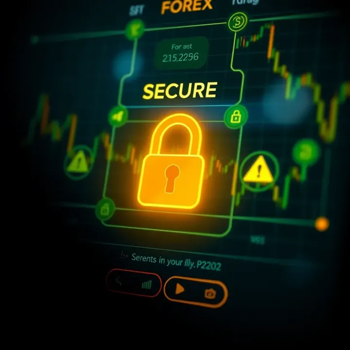 Secure login interface of a forex application featuring encryption and authentication icons