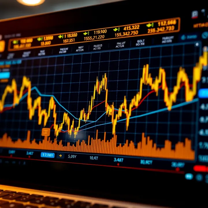 Chart displaying gold price trends with forex signal indicators and market analysis tools