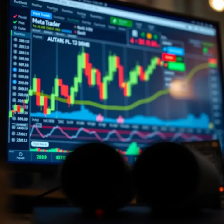 MetaTrader trading platform interface showing forex chart with technical indicators