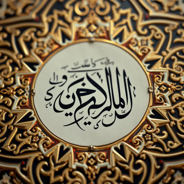 Quranic Script and Islamic Geometric Designs Decorative Quranic script surrounded by traditional Islamic geometric patterns