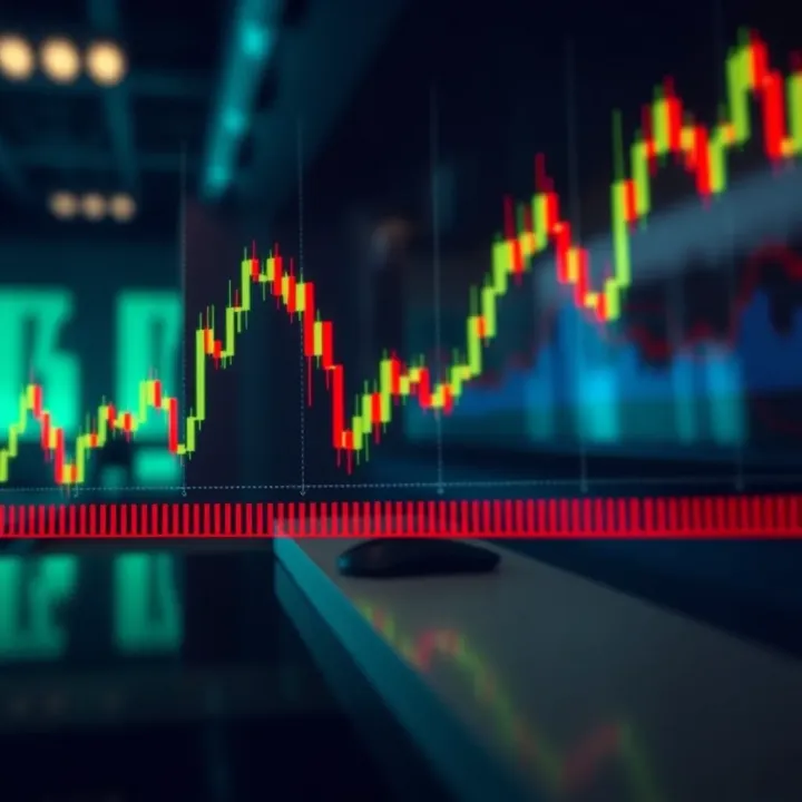 Graph illustrating a descending triangle pattern indicating potential market breakout