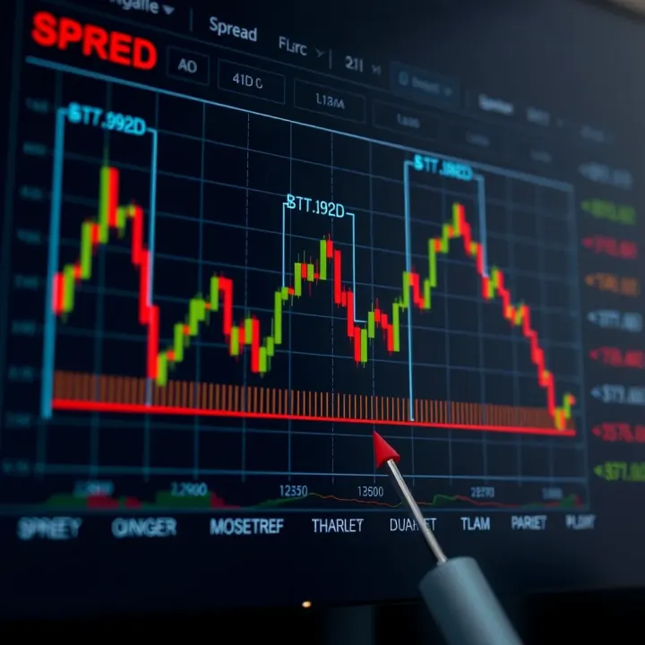 Chart showing varying spread sizes during different market conditions in forex trading