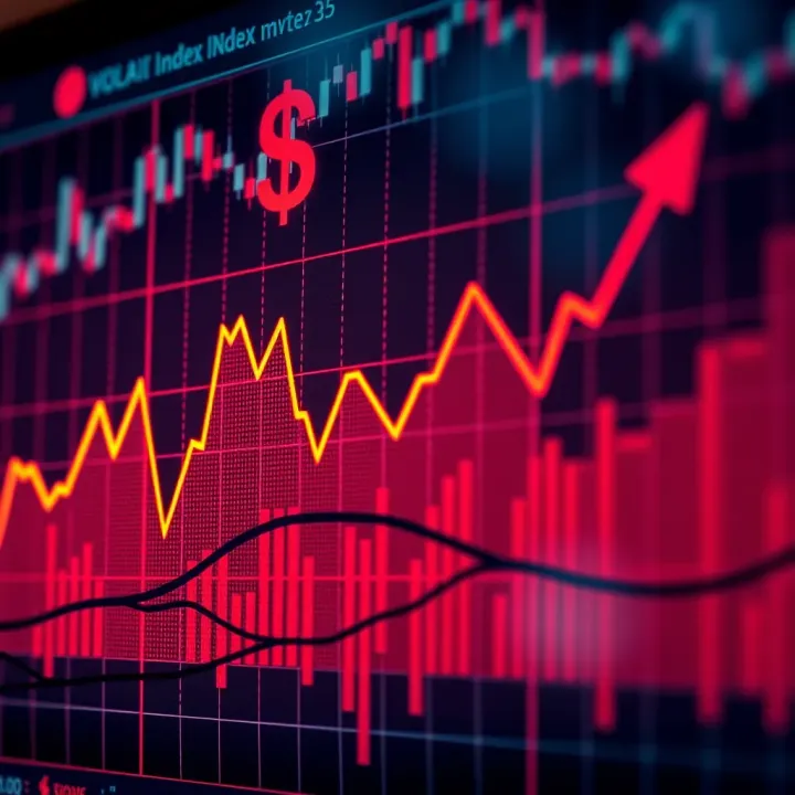 Graph illustrating the fluctuating trends of a financial volatility index with upward and downward movements