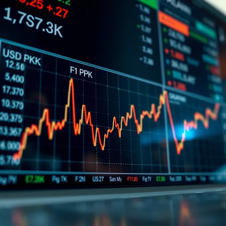 Graph showing fluctuations of USD to PKR exchange rate influenced by economic data