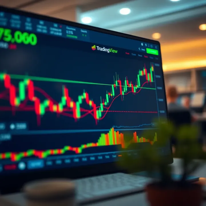 TradingView Chart Interface for Binary Options Analysis Interactive TradingView chart displaying candlestick patterns and technical indicators for binary options analysis