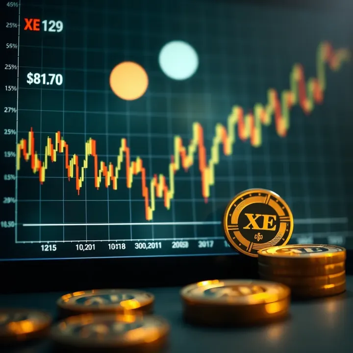 Graph showing XE Currency coin price fluctuations and market trends over recent months