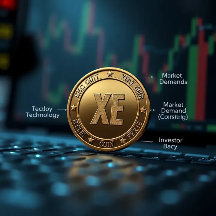Key Influences on XE Currency Coin Value Diagram illustrating key factors affecting XE Currency coin value including technology, market demand, and investor interest