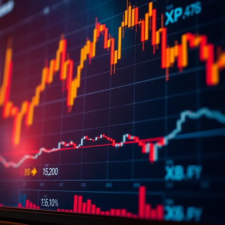 XRP Market Trends and Price Movement Chart Graph showing market trends with rising and falling price indicators
